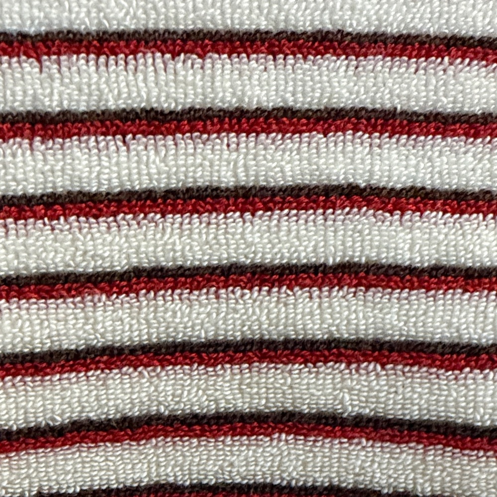 perfectwhitetee NWT Cream and Burgundy Striped Boatneck Terry Sweatshirt M - Picture 2 of 7